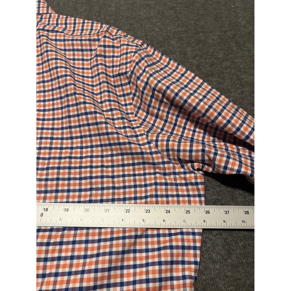 Brook brothers OCBD button shirt regent mens XL long sleeve check orange blue - Picture 7 of 7